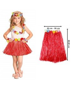 Hawaiian Hula Skirt Red Color 40 cm