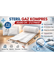 Sterile Gas Compress 30x80 cm 2 in 1 Pack Wire Wire Spatch Sterile Gauze Wound Care Compress