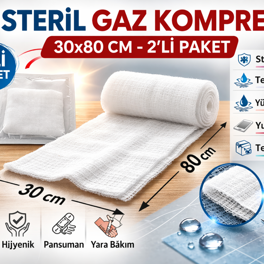 Sterile Gas Compress 30x80 cm 2 in 1 Pack Wire Wire Spanch Sterile Gauze Wound Care Compress