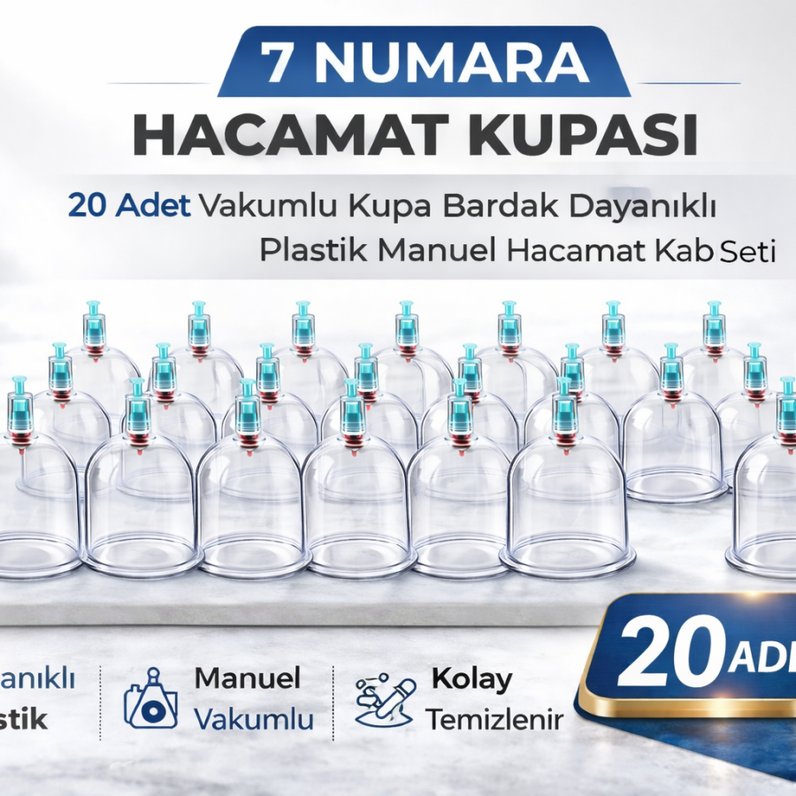 Size 7 Cupping Cup 20 Pieces Vacuum Cup Durable Plastic Manual Cupping Cup Set