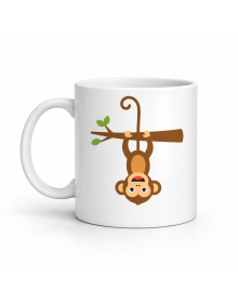 Cute Monkey Patterned Porcelain Mug MODEL 73 – Fun Design, Coffee & Tea Cup