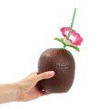 Coconut Hawaiian Luau Aloha Beverage Container Glass with Straw 10x13 cm 1 Piece