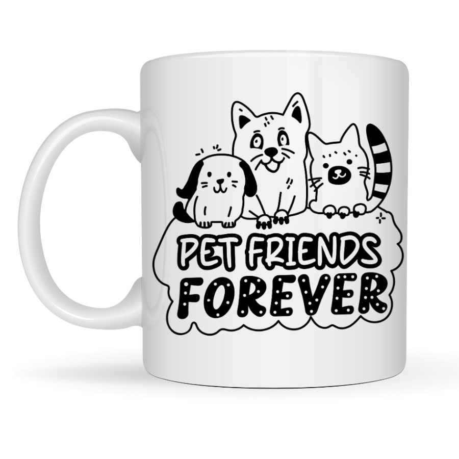 Pet Friends Forever Porcelain Mug MODEL 69 – Cute Design with Cat & Dog Figures, Special Coffee and Tea Cup for Animal Lovers Pet Friends Forever Porcelain Mug MODEL 69 – Cute Design with Cat & Dog Figures, Special Coffee and Tea Cup for Animal Lovers