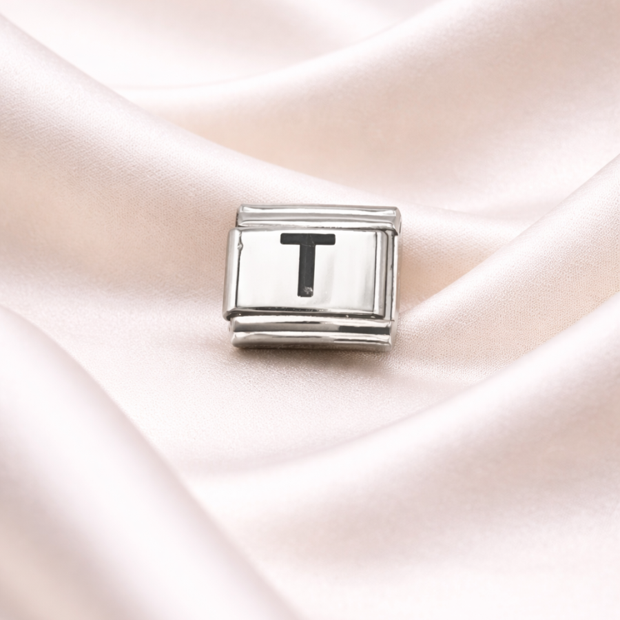 Nomination Compatible T Letter Charm | Stainless Steel Letter Charm | Personalized Bracelet Accessory