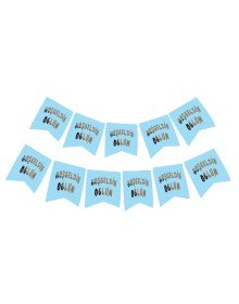 Welcome My Son Written in Blue with Silver Newborn Baby Birth Decoration Poster Flag Pennant 2.2 Meters