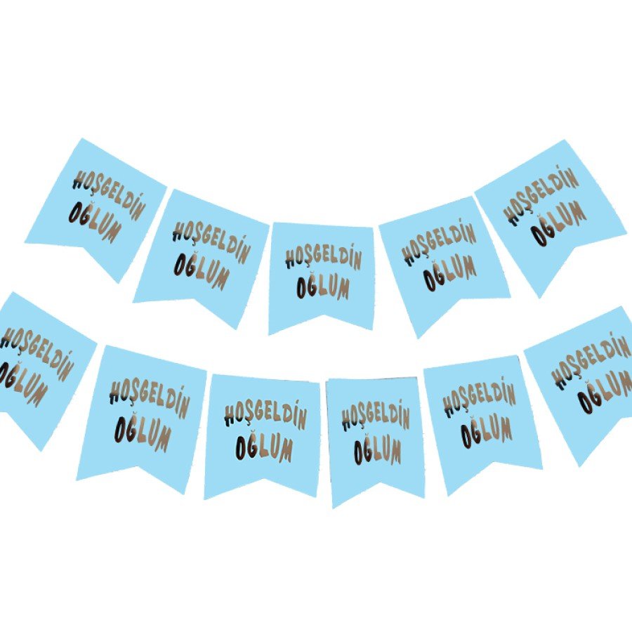 Welcome My Son Written in Blue with Silver Newborn Baby Birth Decoration Poster Flag Pennant 2.2 Meters