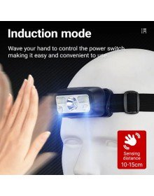 HS-43 Sensor Rechargeable Type-C Multi-Purpose Red Light Headlamp