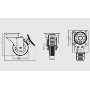 HTS 334 50X20 Table Swivel Wheel with Brake