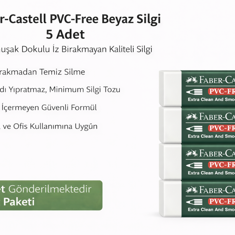 Faber-Castell No24 PVC Free White Eraser 5 Pieces Non-Scratch Soft Textured School Office Eraser Faber-Castell No24 PVC Free White Eraser 5 Pieces Non-Scratch Soft Textured School Office Eraser