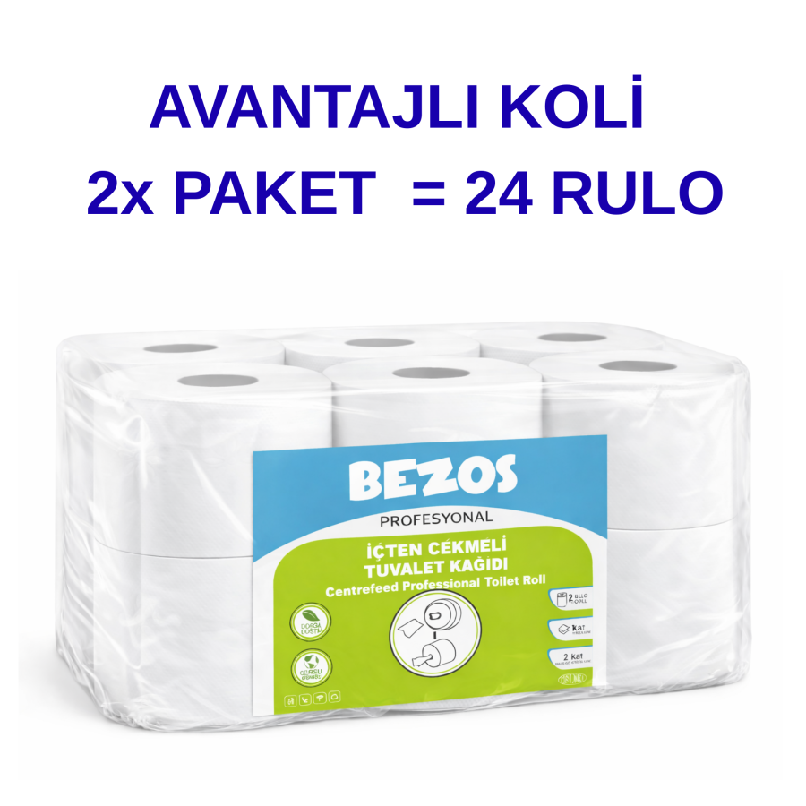 Professional Self-feed Toilet Paper 24 Rolls | Mini Miser | 2 Layer 100 Cellulose 2X12ROLL