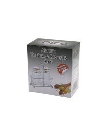 Salt shaker 2PCS CHROME COVER ACRYLIC SALT TAKER PEPPER TAKER SPICE JOKER WITH METAL STAND SQUARE CUSHION