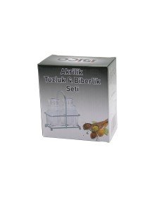 SALT TAKER 2PCS TRANSPARENT COVER ACRYLIC SALT TAKER PEPPER SHELTER WITH METAL STAND SQUARE CUSHION