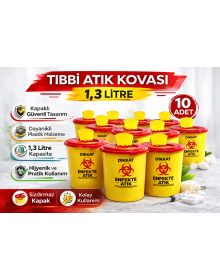 Medical Waste Bucket 1.3 Liter 10 Pieces Medical Waste Box with Lid Infected Waste Bucket Set