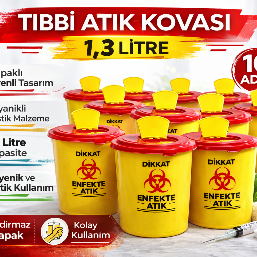 Medical Waste Bucket 1.3 Liter 10 Pieces Medical Waste Box with Lid Infected Waste Bucket Set