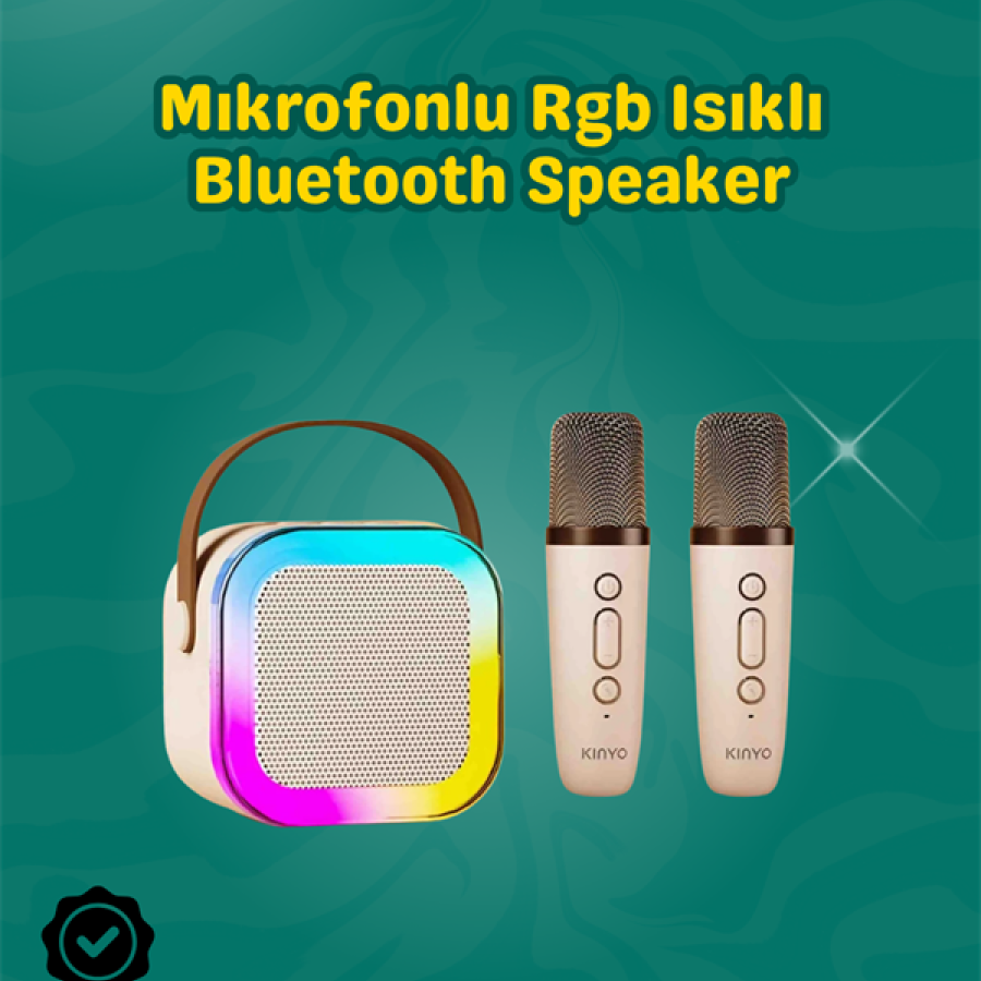 Karaoke Device with Two Microphones and Colorful LED Lights