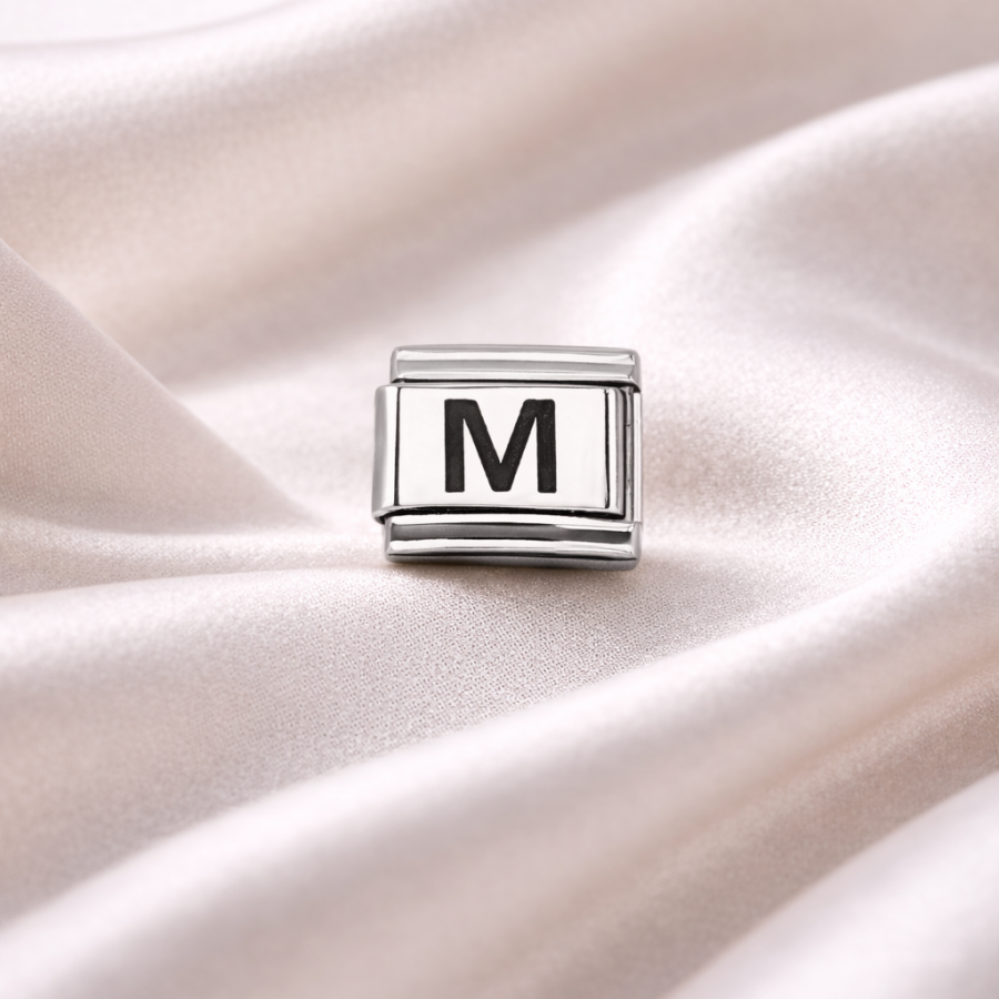 Nomination Compatible M Letter Charm | Steel Bracelet Accessory | Personalized Letter Module | Minimal & Stylish