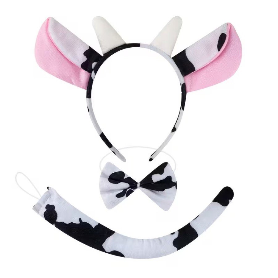 Cow Costume Accessory Set 3-Piece - Crown Bow Tie Tail Cow Costume Accessory Set 3-Piece - Crown Bow Tie Tail