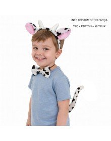 Cow Costume Accessory Set 3-Piece - Crown Bow Tie Tail