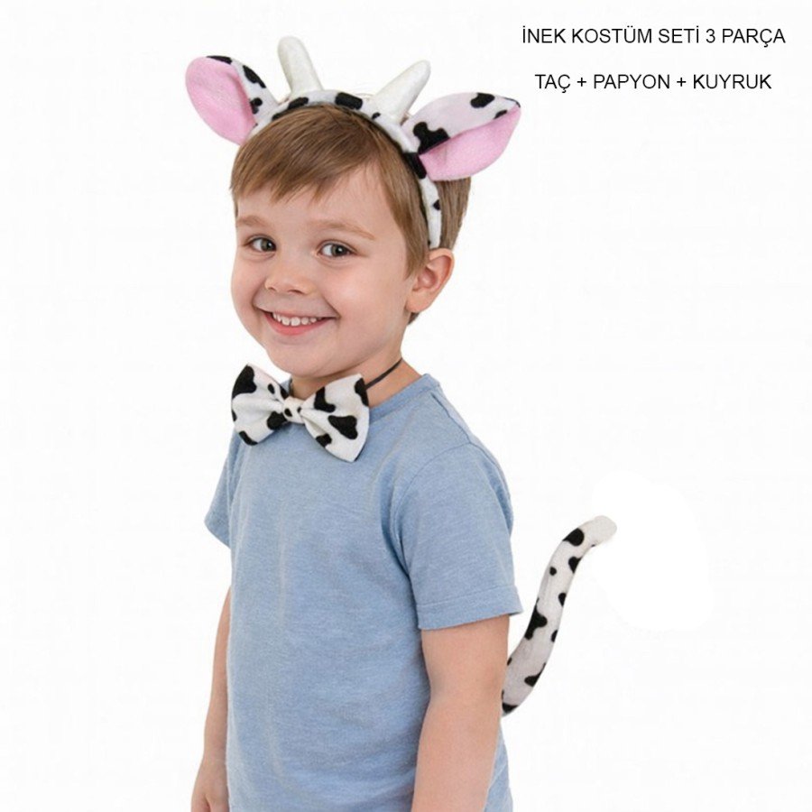 Cow Costume Accessory Set 3-Piece - Crown Bow Tie Tail Cow Costume Accessory Set 3-Piece - Crown Bow Tie Tail