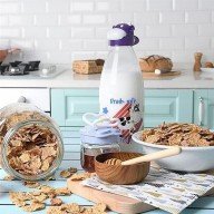 Cute Glass Water Bottle with Cow Design - Milk Bottle 1000 ML