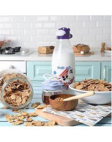 Cute Glass Water Bottle with Cow Design - Milk Bottle 1000 ML