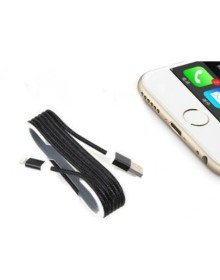 iPhone Braided Colored Steel Charging Data Cable - Black