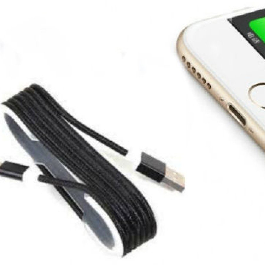 iPhone Braided Colored Steel Charging Data Cable - Black