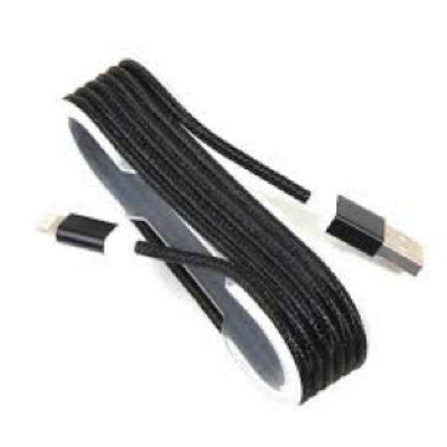 iPhone Braided Colored Steel Charging Data Cable - Black