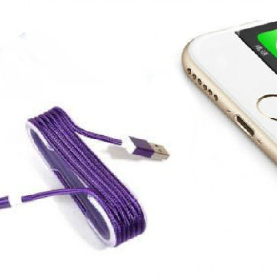 iPhone Braided Colored Steel Charging Data Cable - Purple