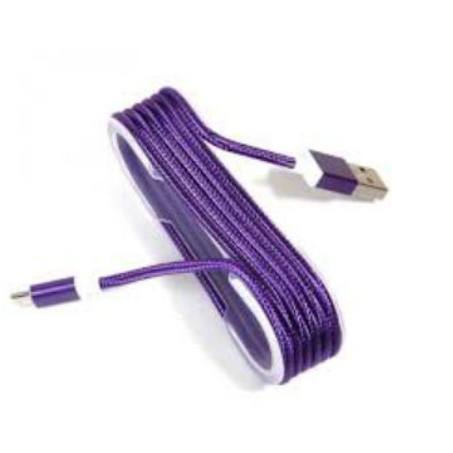 iPhone Braided Colored Steel Charging Data Cable - Purple