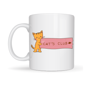 Cat's Club Cat Patterned Porcelain Mug MODEL 68 - Cute Orange Cat Figure, Coffee & Tea Cup, Special Gift for Cat Lovers Cat's Club Cat Patterned Porcelain Mug MODEL 68 - Cute Orange Cat Figure, Coffee & Tea Cup, Special Gift for Cat Lovers