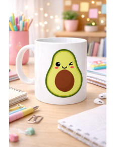 Cute Avocado Designed Porcelain Mug MODEL 120 – Coffee & Tea Cup with Winking Avocado Figure