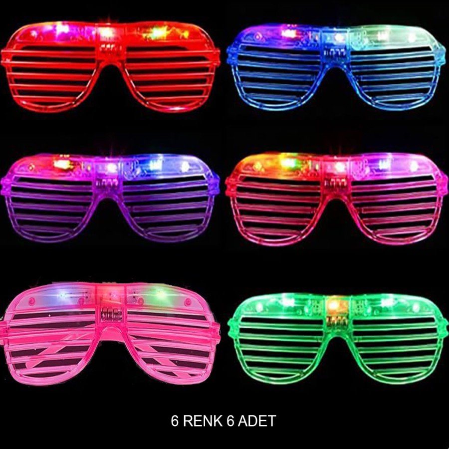 Illuminated Blinds Striped LED Party Glasses 6 Colors Set of 6