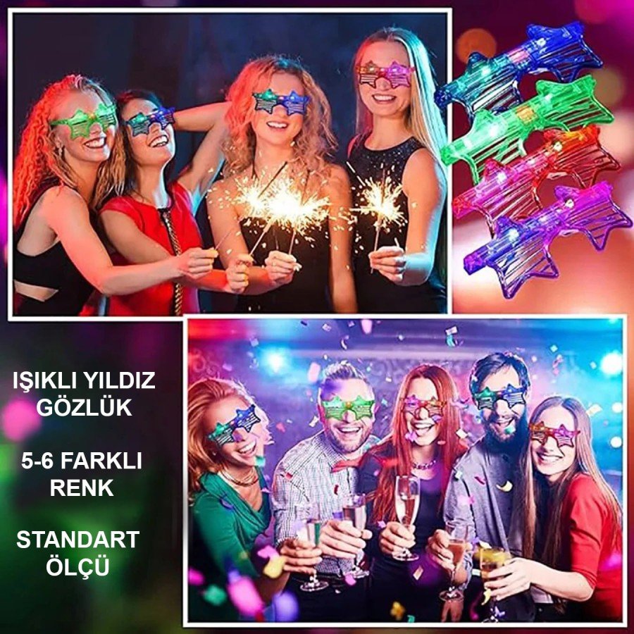 Luminous Star Glasses LED Party Glasses 6 Colors 12 Pieces