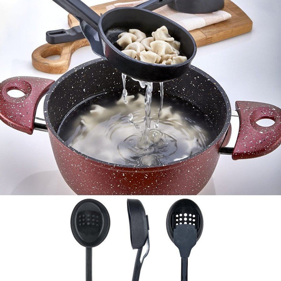 Heat Resistant 3 in 1 Serving Ladle - Ladle Colander Spoon 3 in 1 Serving Set