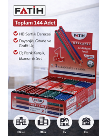 Fatih Mercanlı 12010 HB Pencil Without Eraser 144 Pieces Assorted Colors