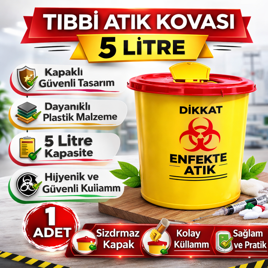 Medical Waste Bucket 5 Liters 1 Medical Waste Box with Lid Infected Waste Bucket