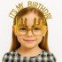 It's My Birthday Written Crown and Candle Shaped Glasses Set Gold Color