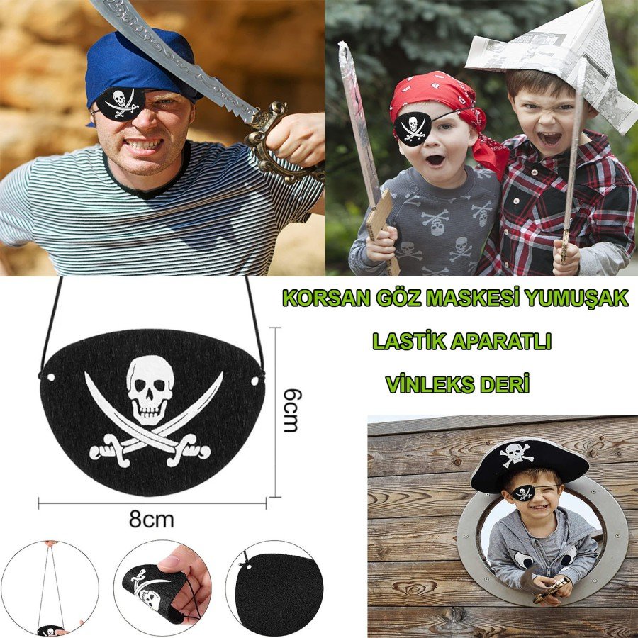 Imported Vinlex Leather Pirate Eye Patch - Elastic & Soft