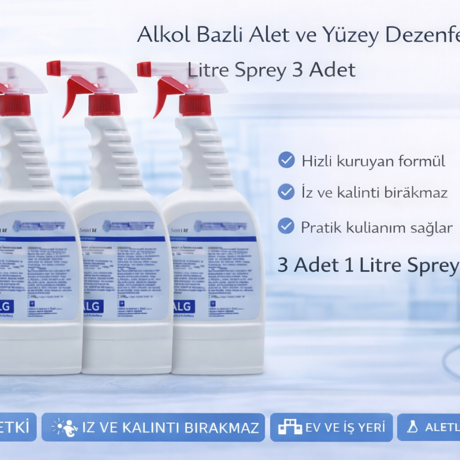 Alcohol Based Tool and Surface Disinfectant 1 Liter Spray 3 Pieces