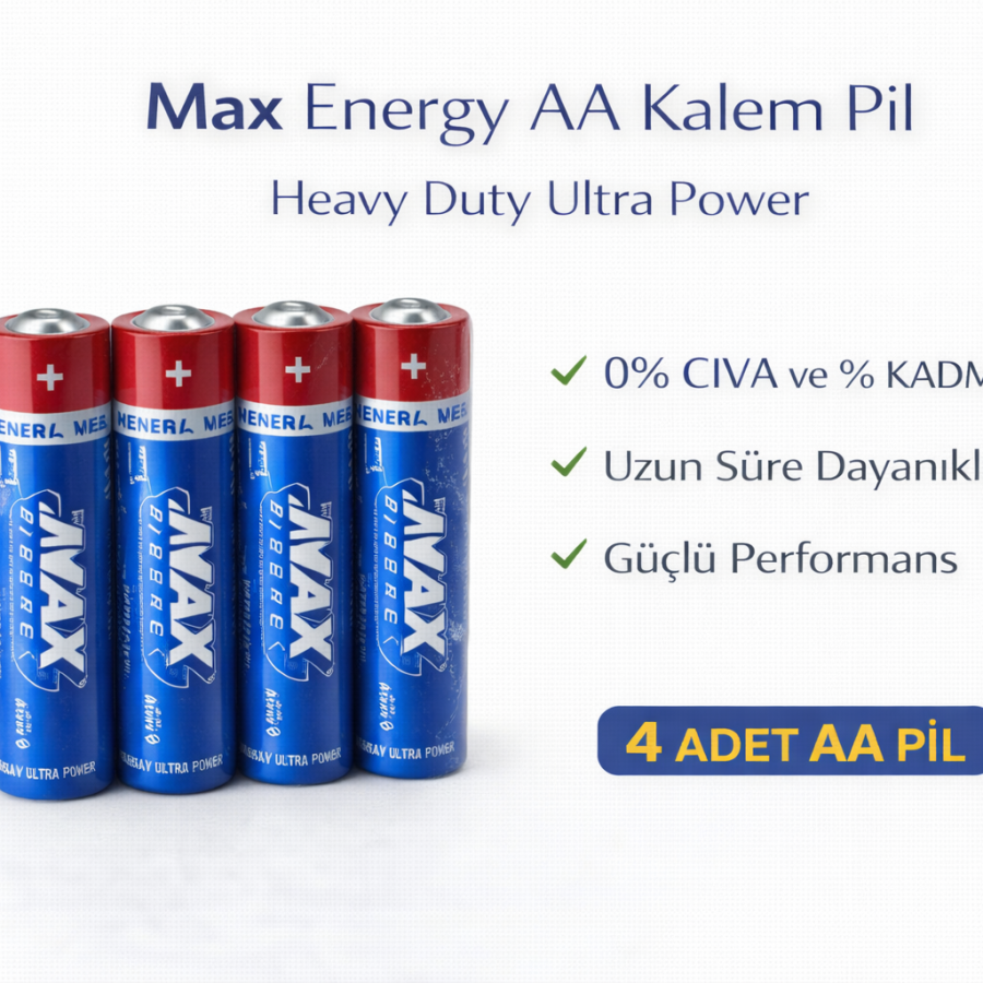 Max Energy AA Pen Battery 1.5V R6 Heavy Duty Ultra Power 4 Pack in 1