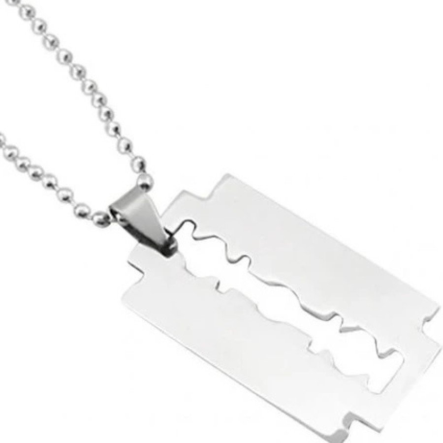 Razor Steel Necklace - Razor Model Stainless Silver Color Steel Necklace