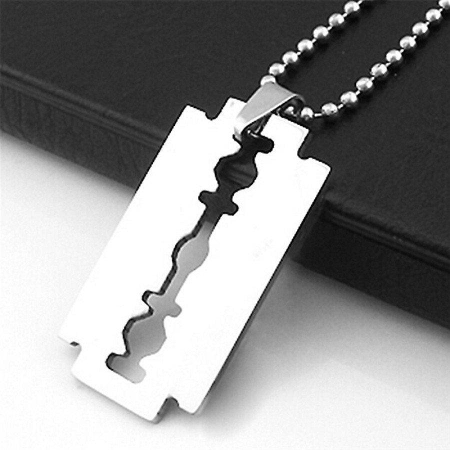 Razor Steel Necklace - Razor Model Stainless Silver Color Steel Necklace