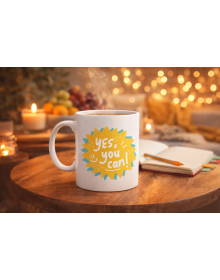 Yes You Can Motivational Cup MODEL 131, Positive Message Porcelain Mug, Inspiring Design, Office & Gift Cup