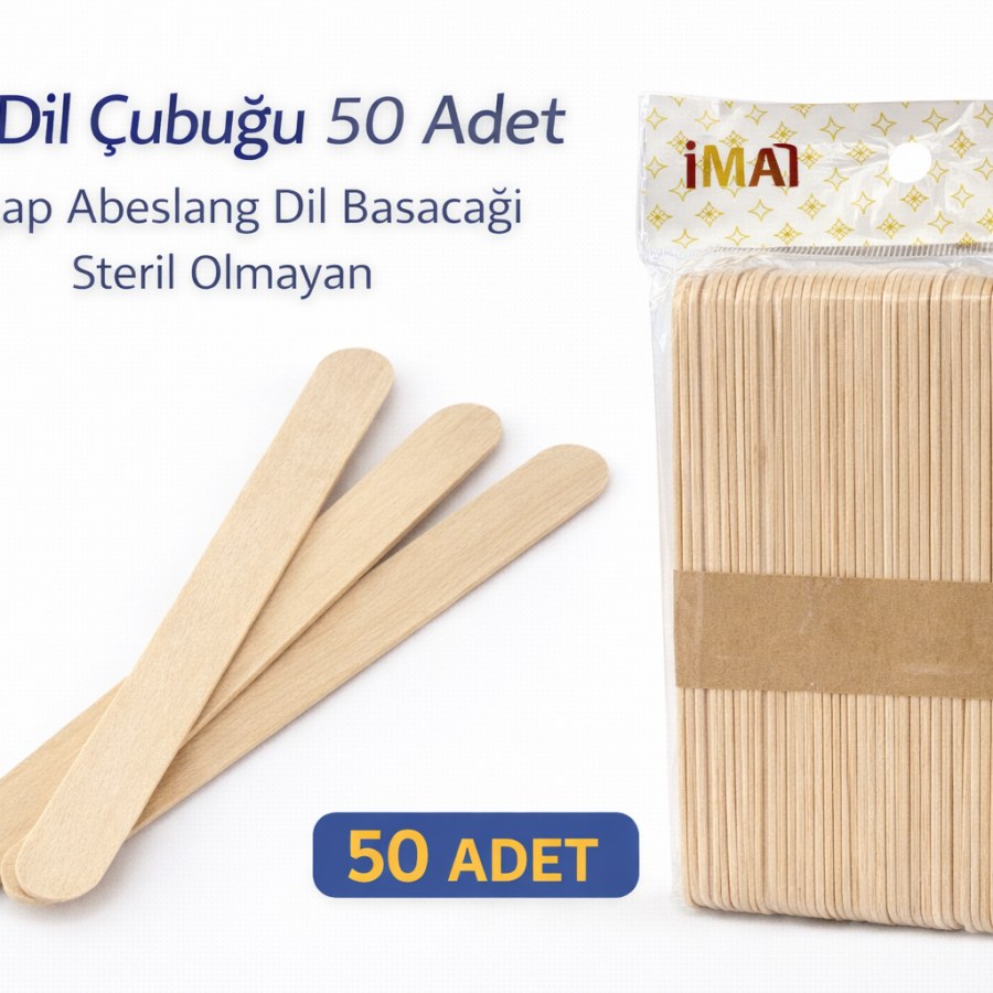 İMA Tongue Stick 50 Pieces Wooden Abeslang Non-Sterile Wooden Tongue Stick 1 Pack