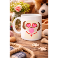 Shih Tzu Designed Porcelain Mug with Heart and Glasses MODEL 53 – Coffee & Tea Cup with Cute Dog Figure