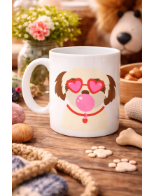Shih Tzu Designed Porcelain Mug with Heart and Glasses MODEL 53 – Coffee & Tea Cup with Cute Dog Figure