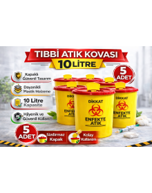 Medical Waste Bucket 10 Liter 5 Pieces Medical Waste Box with Lid Infected Waste Bucket Set