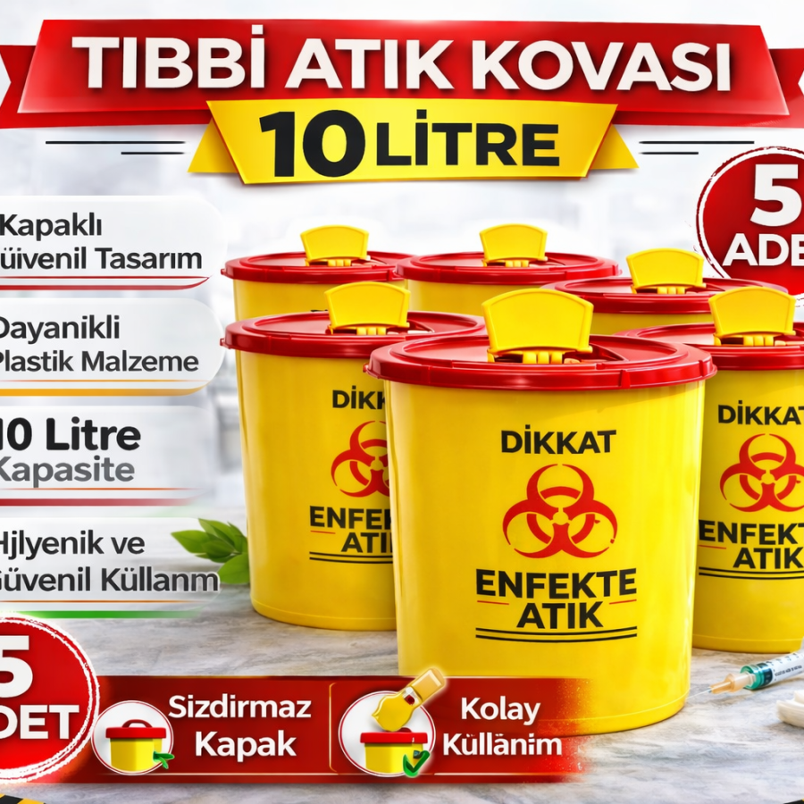 Medical Waste Bucket 10 Liter 5 Pieces Medical Waste Box with Lid Infected Waste Bucket Set
