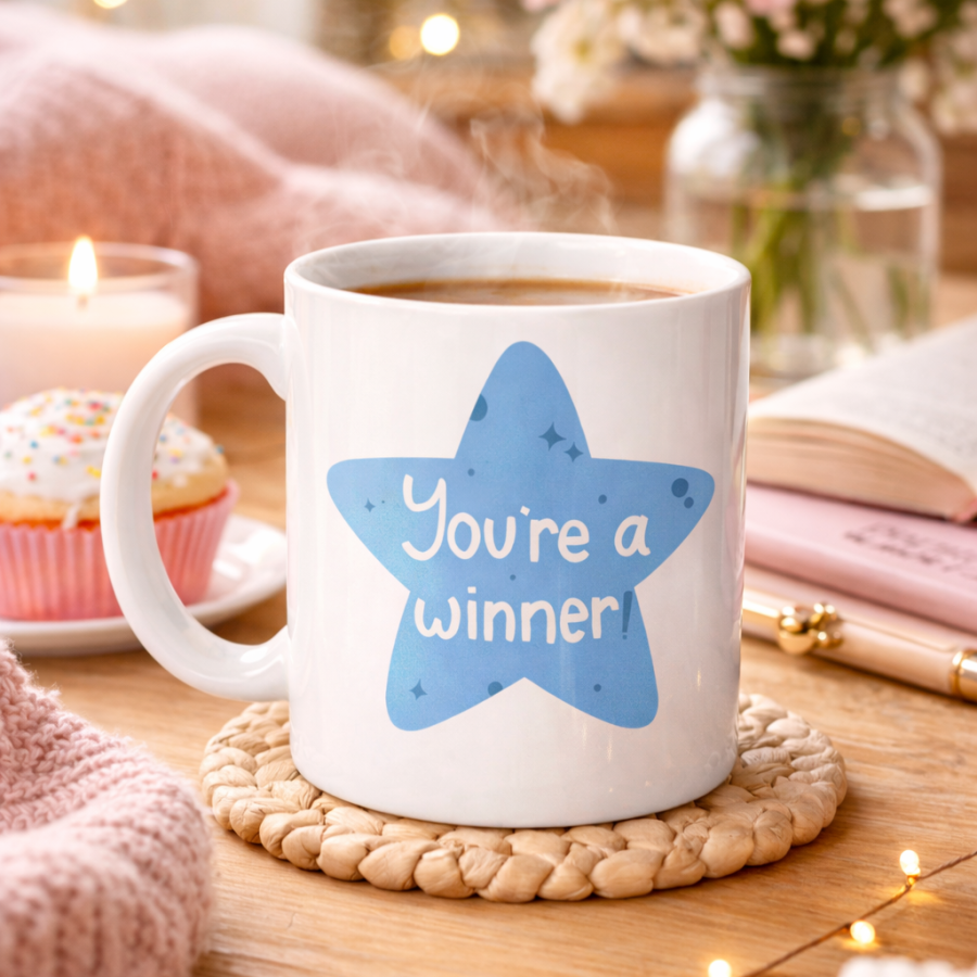 You re a Winner Porcelain Mug with  YOU DID IT, YOU ARE A WINNER  Written, MODEL 153 – Motivational Themed, Specially Designed Coffee & Tea Cup